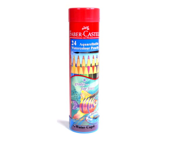 Faber Castell 24 Watercolour Pencils Round-Tin