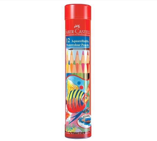 Faber Castell 12 Watercolour Pencils Round-Tin