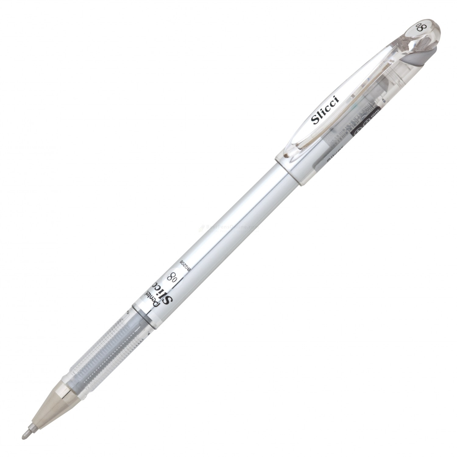 Pentel Slicci: Metallic Gel Ink Roller Pen - 0.8 mm Silver (BG208ZX)
