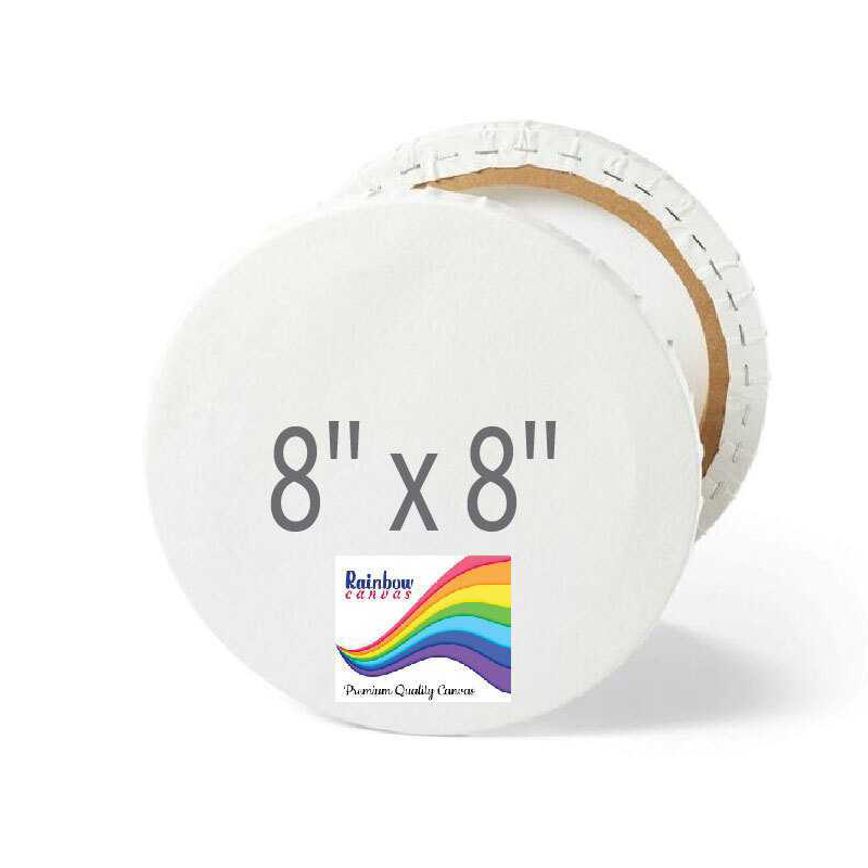 Rainbow Canvas Round White 8x8''