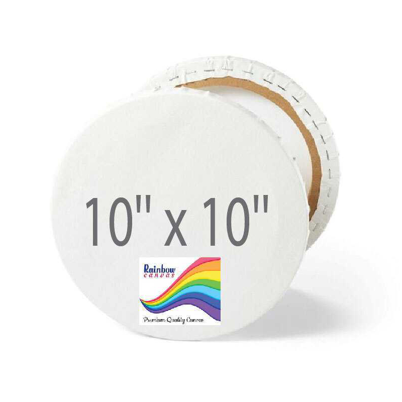 Rainbow Canvas Round White 10x10''