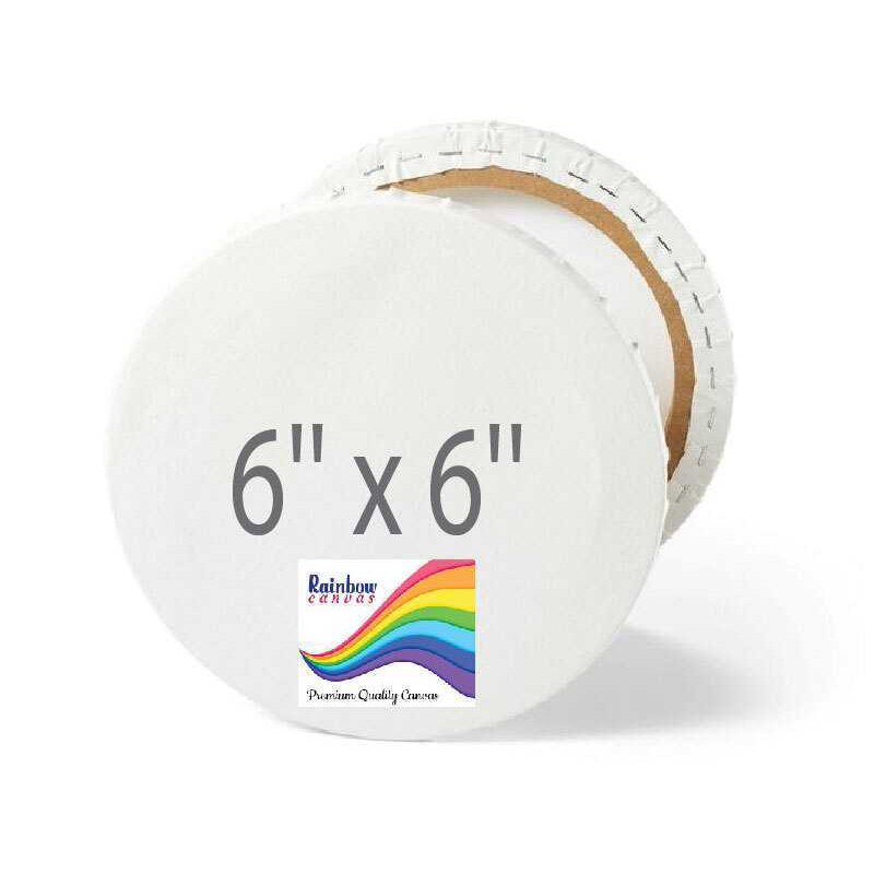 Rainbow Canvas Round White 6x6''