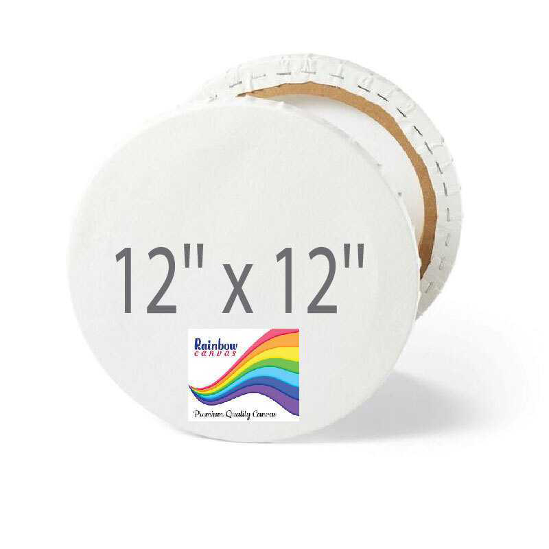 Rainbow Canvas Round White 12x12''