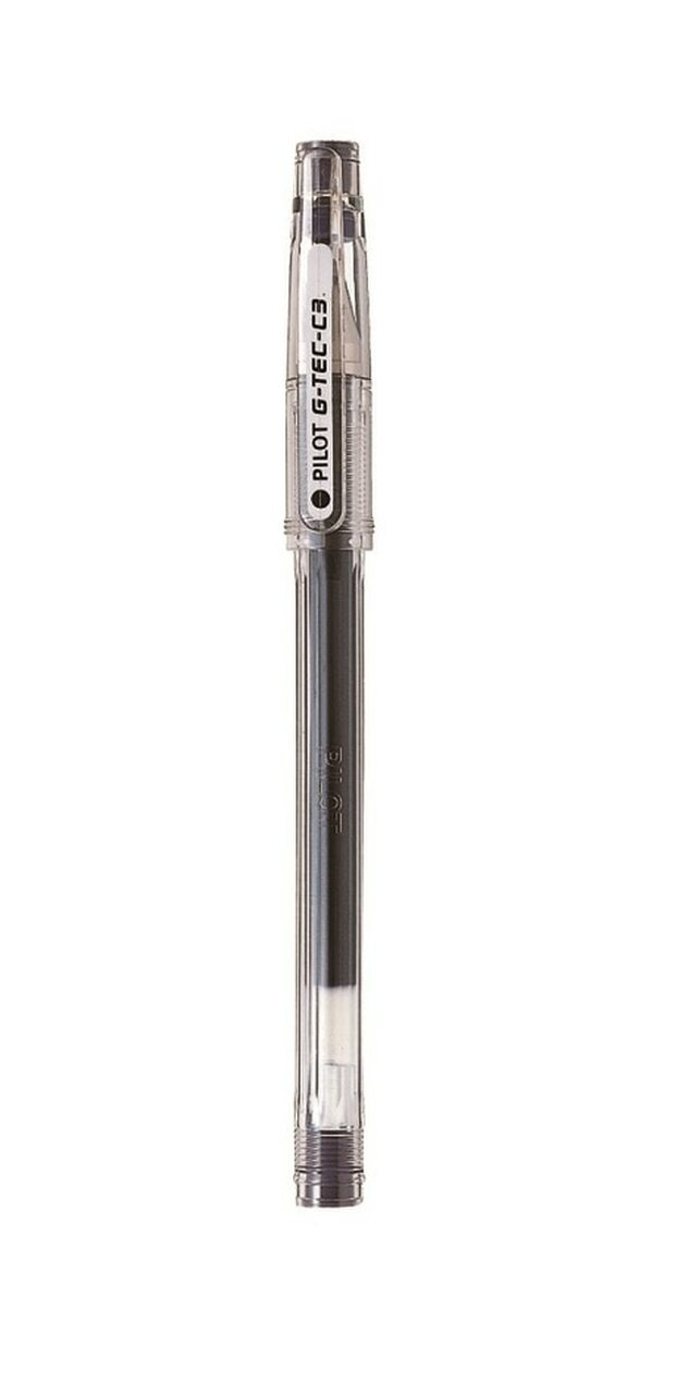 Pilot G-Tec-C3: Gel Ink Rollerball Pen – Needle Point Tip | 0.3 mm (Black)