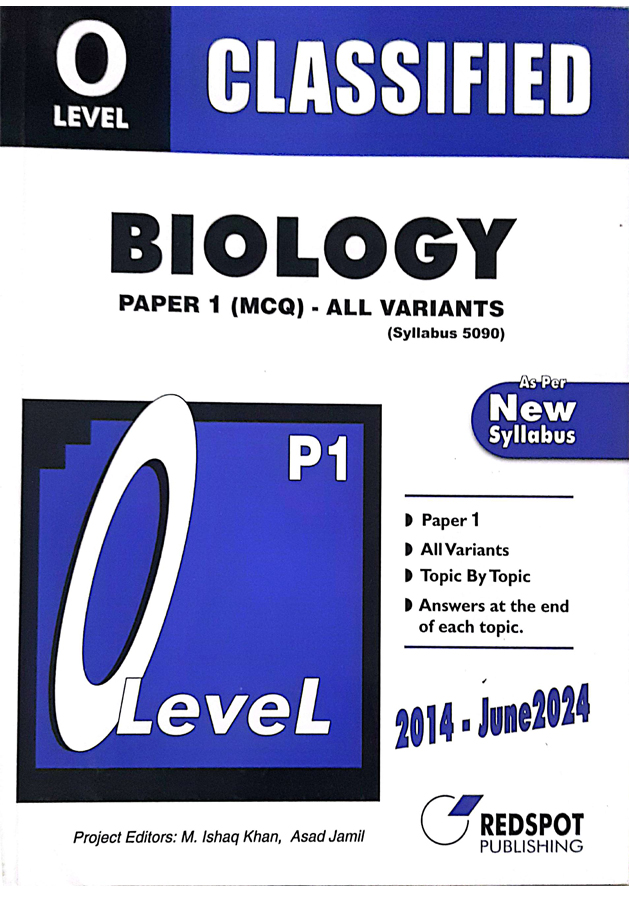 Redspot O- level Question Biology Paper 1- ( MCQ) All Variants- Classified